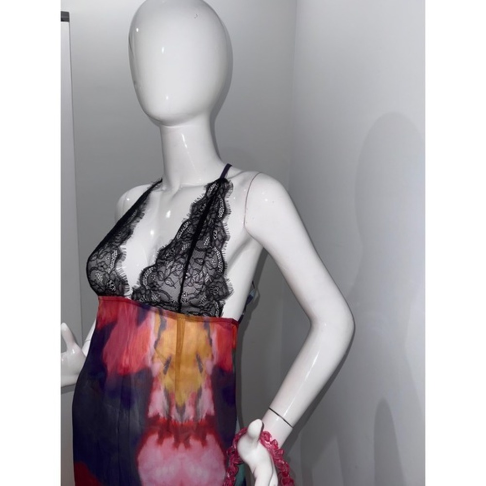 Micas Sheer Floral Lace Maxi Dress  Cotton Blend Plunge Mesh‎ Dress size M - Picture 5 of 12
